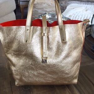 Tiffany reversible leather & suede metallic tote